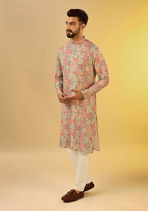 Multicolour Digital Print Pashmina Kurta Set