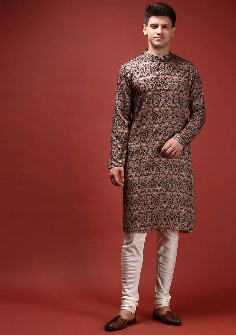 Pink Printed Cotton Blend Kurta Set - Indya
