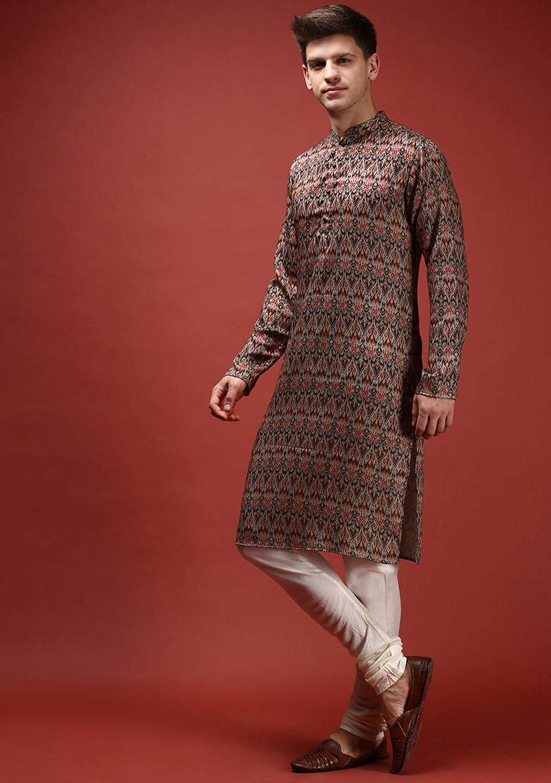 Pink Printed Cotton Blend Kurta Set - Indya