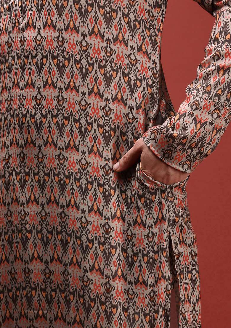Pink Printed Cotton Blend Kurta Set - Indya