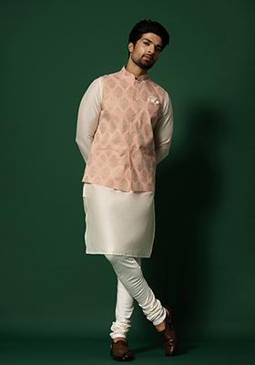 Pink Printed Pure Cotton Kurta Jacket Set