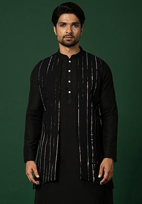 Black Printed Pure Cotton Jacket