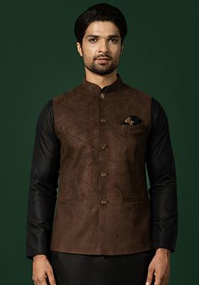 Brown Solid Sueded Cotton Jacket