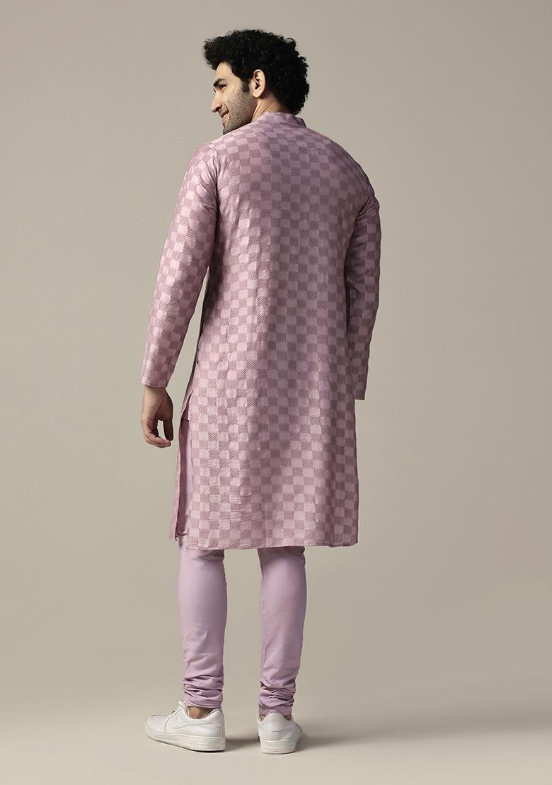 Pink Embellished Cotton Kurta