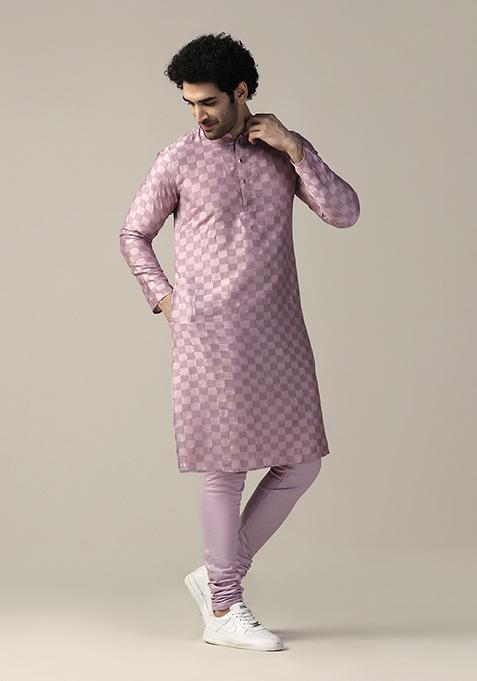 Pink Embellished Cotton Kurta