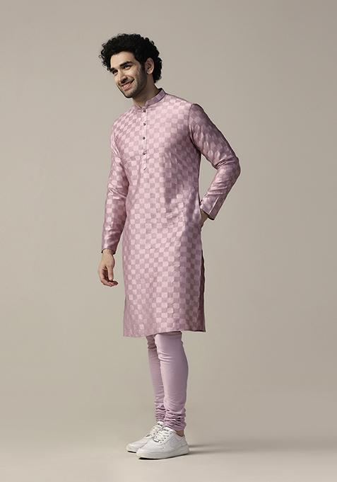 Pink Embellished Cotton Kurta