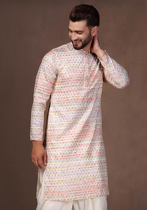 Multicolour Embellished Cotton Blend Kurta