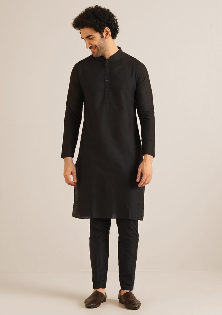 Blue Textured Silk Blend Kurta Sherwani Set - Indya