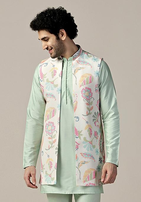Multicolour Digital Print Cotton Blend Jacket