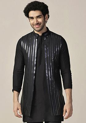 Black Embellished Cotton Blend Jacket