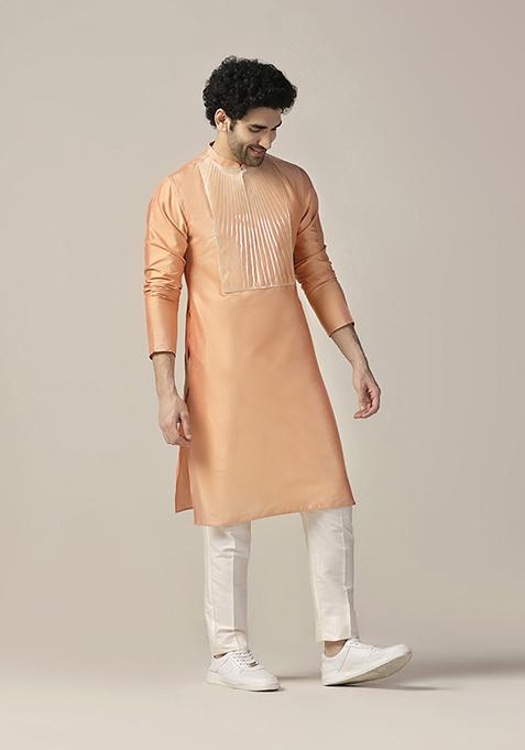 Coral Embellished Cotton Blend Kurta