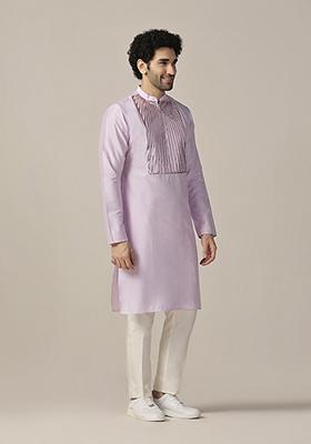 Lilac Embellished Cotton Blend Kurta