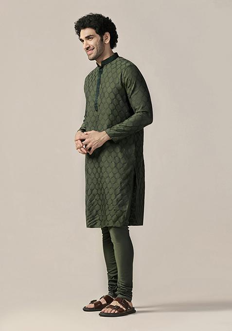 Olive Digital Print Blend Kurta