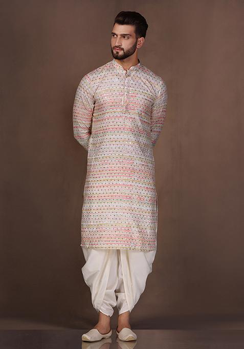 Multicolour Embellished Cotton Blend Kurta Set