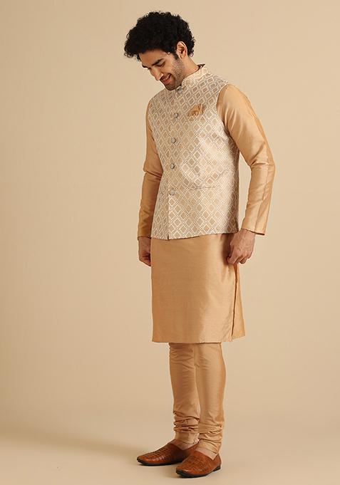 Off White Foil Print Cotton Jacket