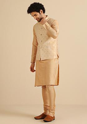 Golden Woven Design Jacquard Jacket