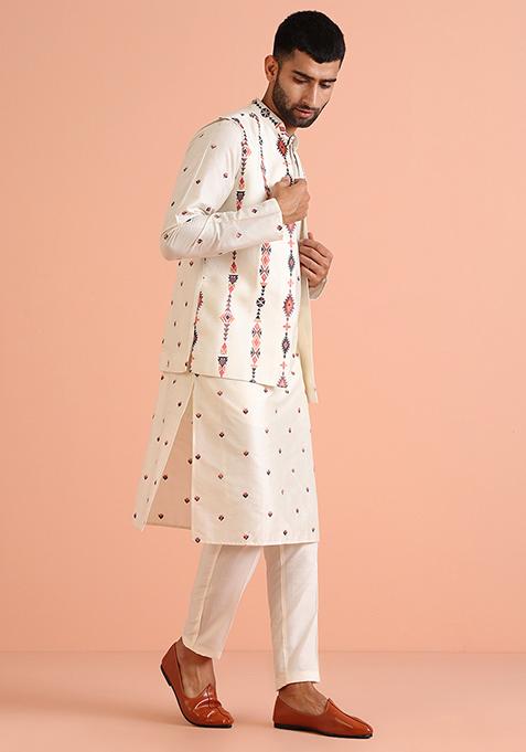Multicolour Embroidered Cotton Blend Jacket