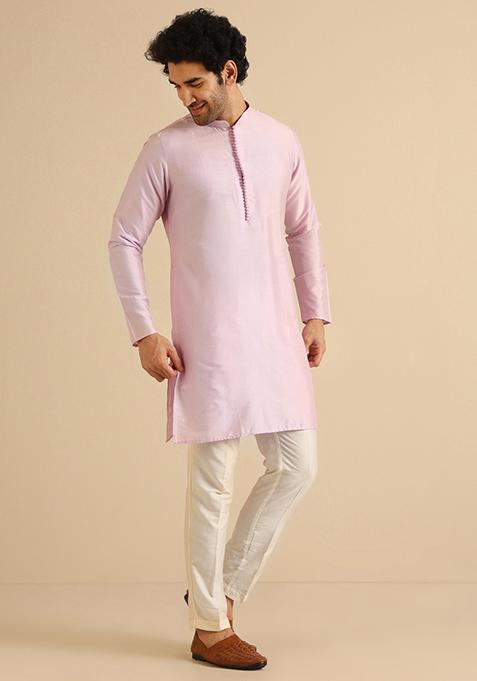 Lavender Solid Cotton Blend Kurta