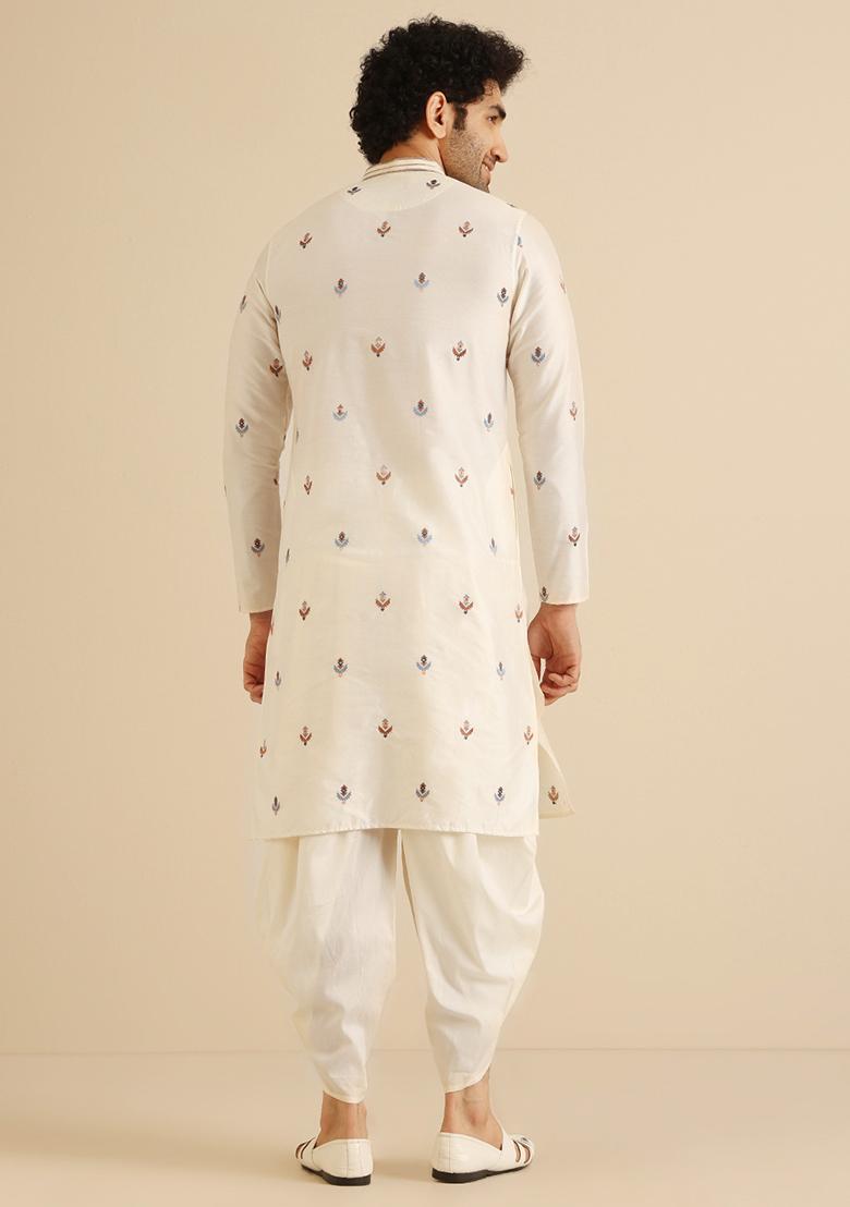 Multicolour Embroidered Cotton Blend Kurta Set - Indya