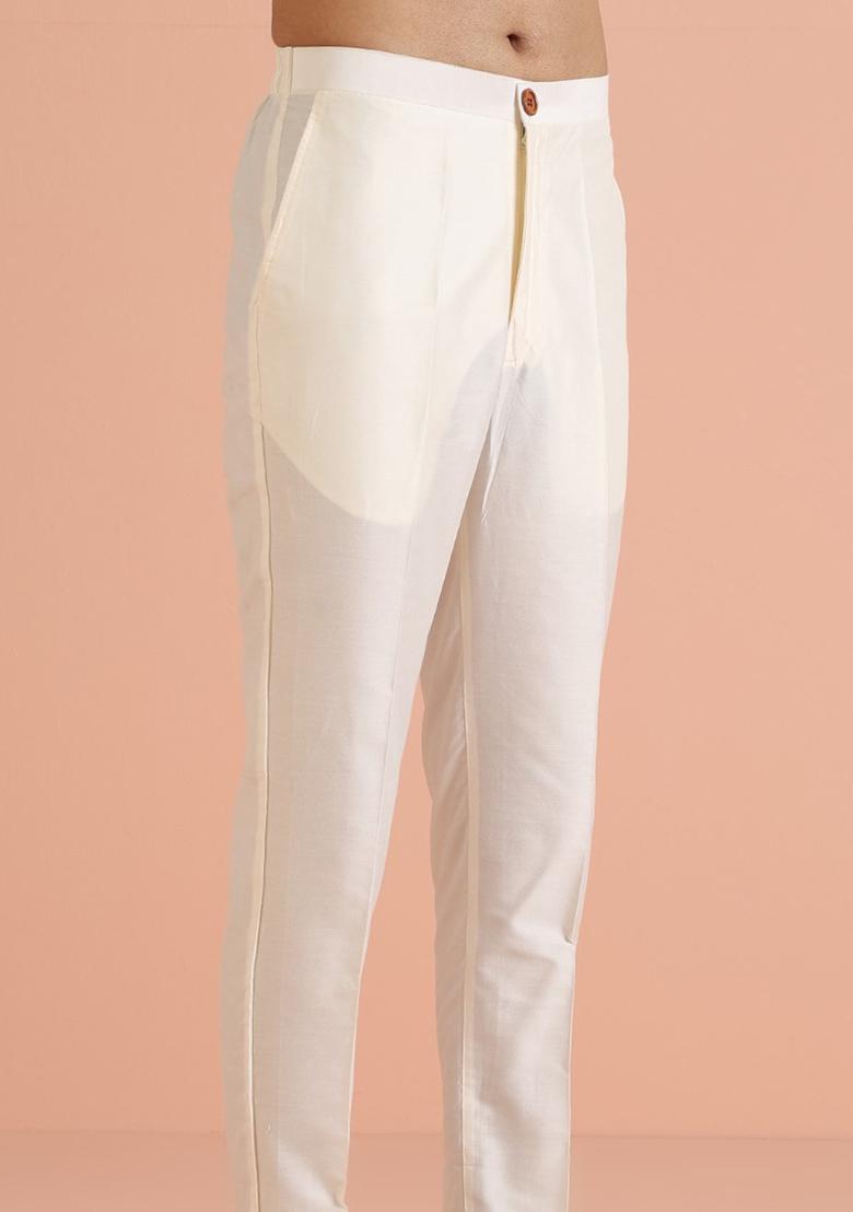 Lavender Woven Design Silk Blend Kurta Set - Indya