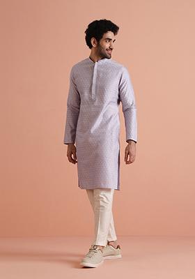 Lavender Woven Design Blend Kurta