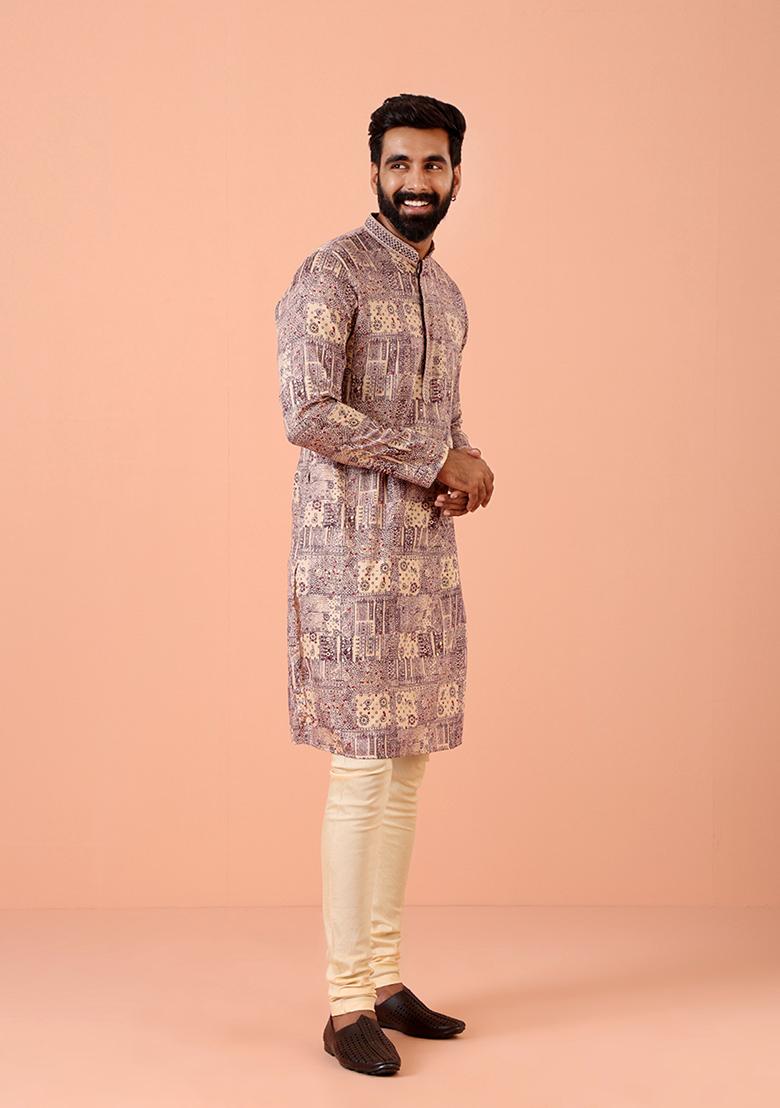 Magenta Printed Blend Kurta