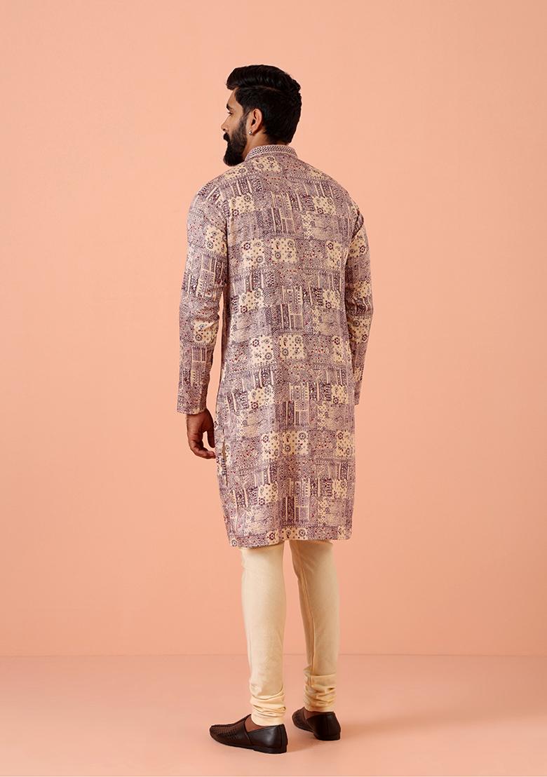 Magenta Printed Blend Kurta