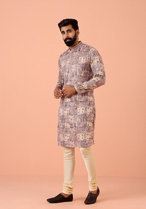 Magenta Printed Blend Kurta