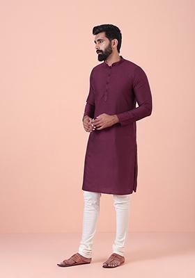 Burgundy Solid Blend Kurta