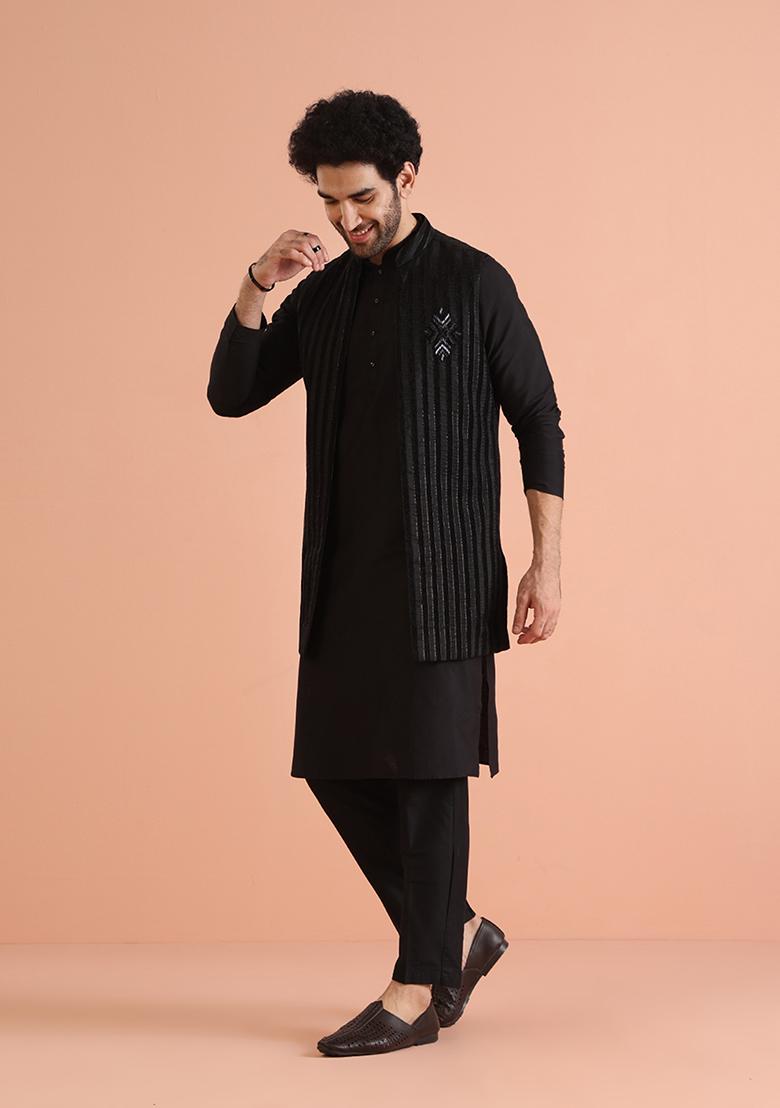 Black Solid Blend Jacket - Indya