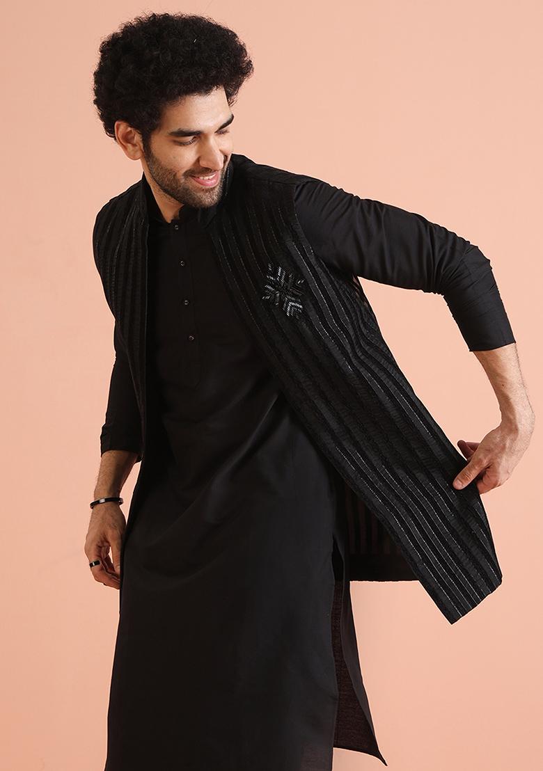 Black Solid Blend Jacket - Indya
