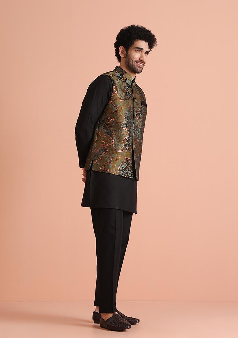 Green Jacquard Silk Blend Jacket