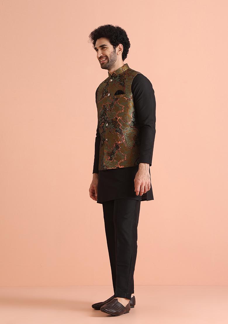 Green Jacquard Silk Blend Jacket