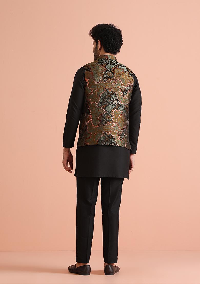 Green Jacquard Silk Blend Jacket