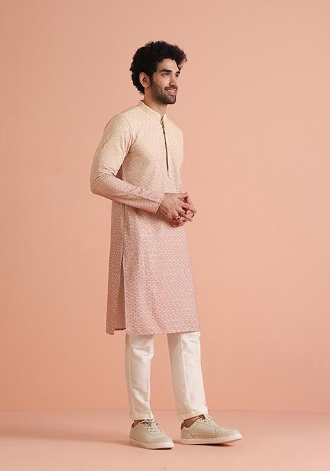 Rust Embellished Blend Kurta