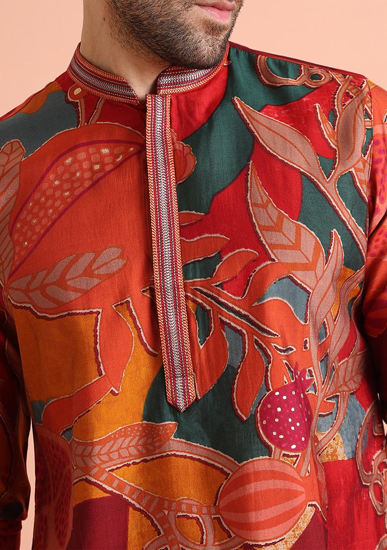 Multicolour Printed Blend Kurta - Indya