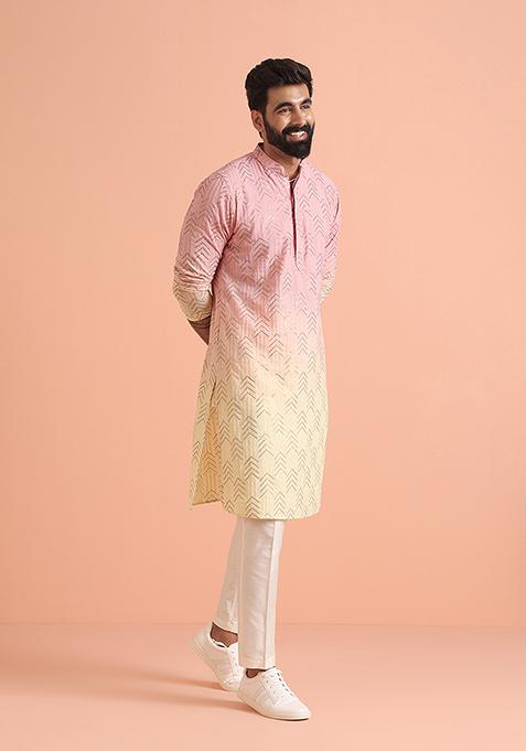 Brown Embellished Cotton Kurta