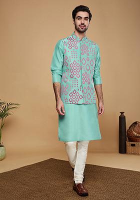 Green Embroidered Dupion Silk Jacket