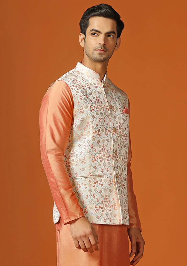 Multicolour Woven Design Jacquard Jacket - Indya