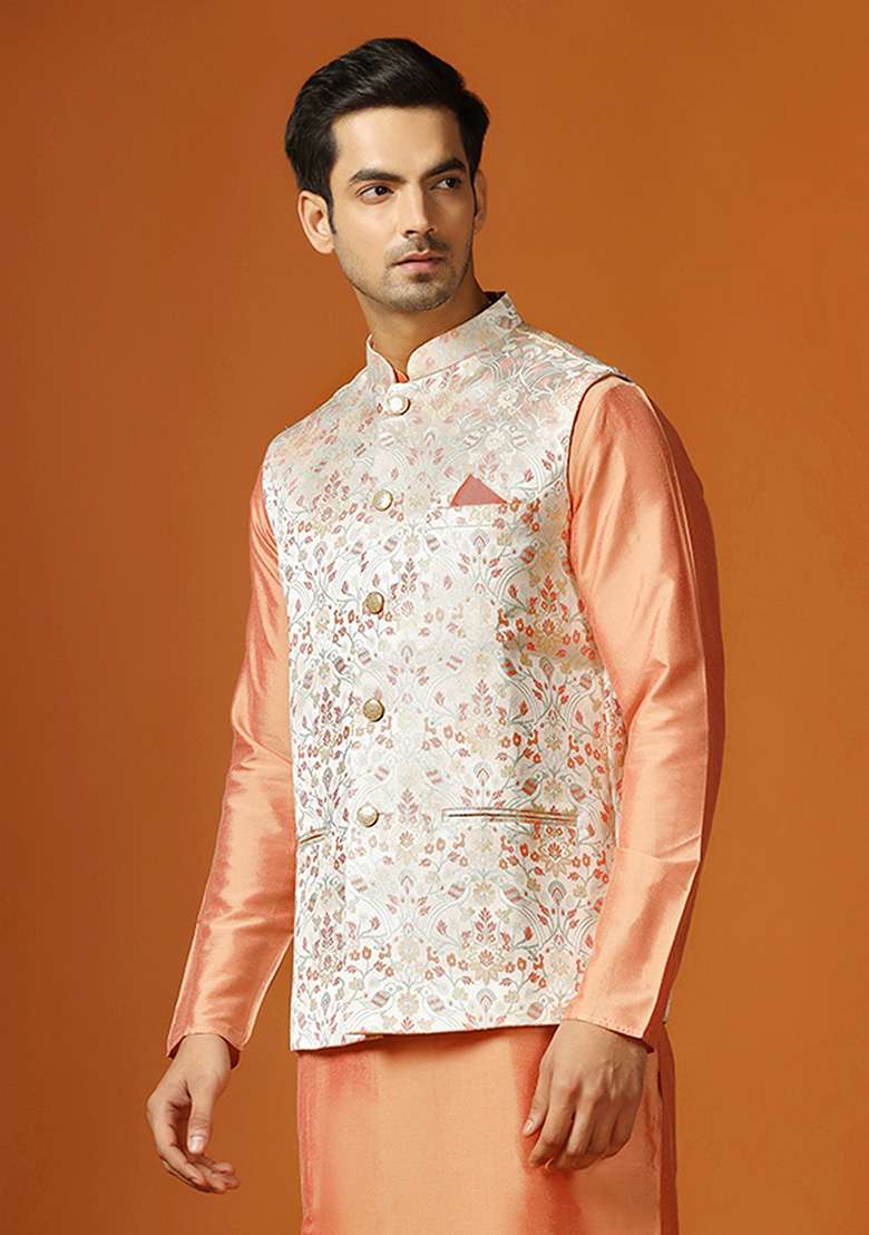 Multicolour Woven Design Jacquard Jacket - Indya
