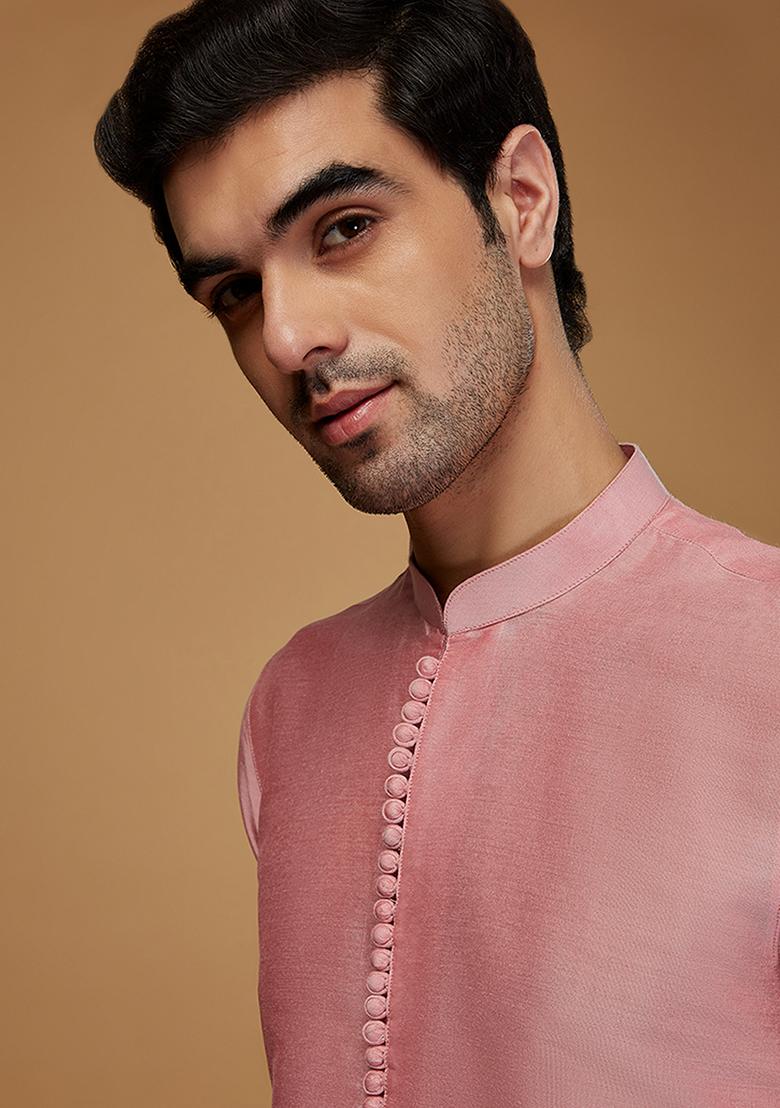 Hot Pink Solid Cotton Blend Kurta - Indya
