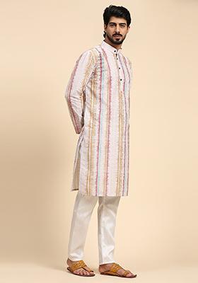 Multicolor Digital Print Viscose Cotton Kurta For Men
