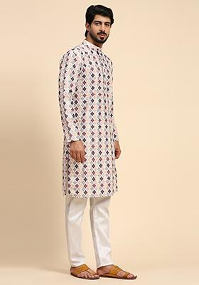 Multicolor Digital Print Viscose Cotton Kurta For Men