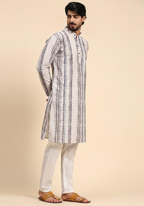 Multicolor Digital Print Viscose Cotton Kurta For Men