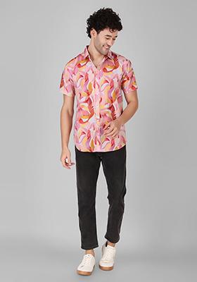 Multicolor Printed Linen Blend Kurta For Men