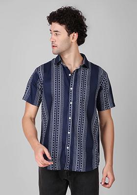 Multicolor Printed Linen Blend Kurta For Men