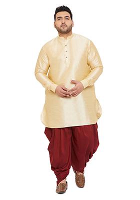 Cream Solid Banglori Silk Kurta Pyjama Set For Men