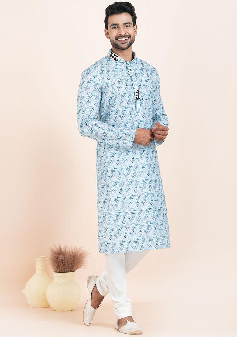 Multicolor Solid Cotton Kurta Set For Men