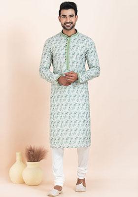 Multicolor Solid Cotton Kurta Set For Men