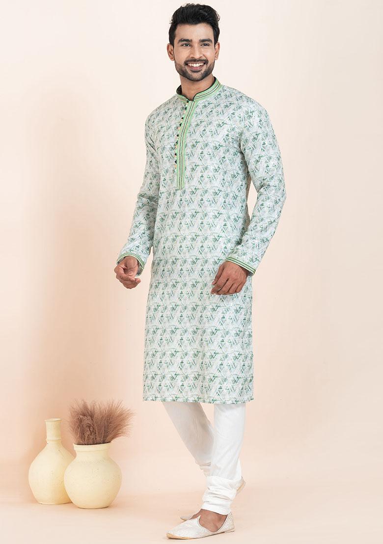 Multicolor Solid Cotton Kurta Set For Men